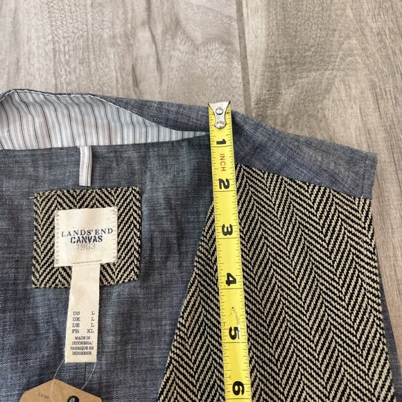 Lands End Canvas 1963 Sz Large Tan Herringbone Button With Chambray Back NWT - Picture 7 of 10